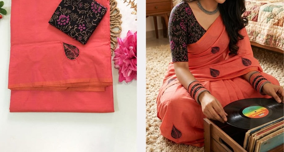 Southcottonix Applique Work Saree