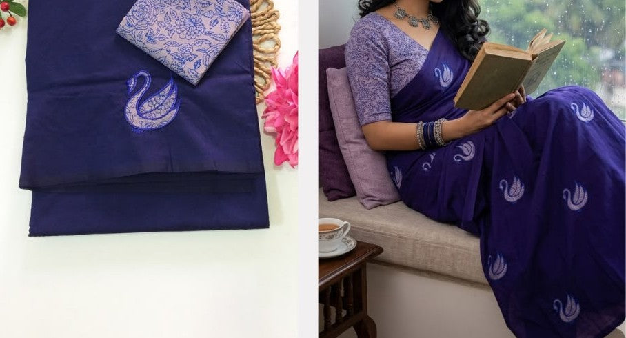 Southcottonix Applique Work Saree