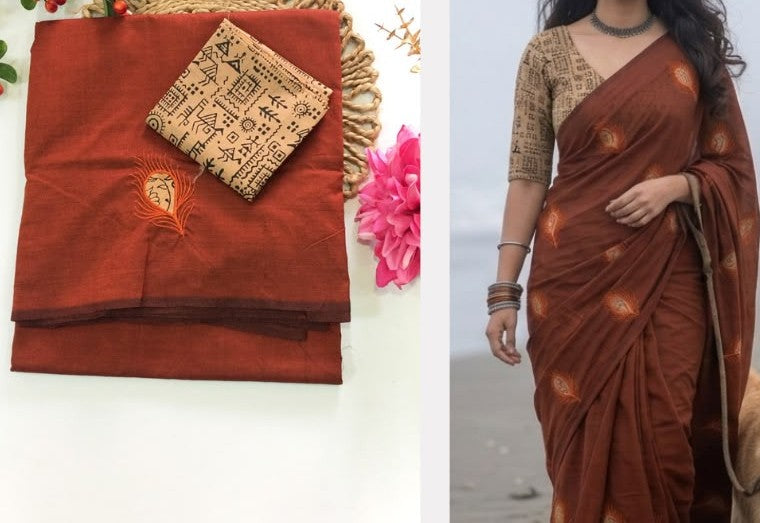 Southcottonix Applique Work Saree