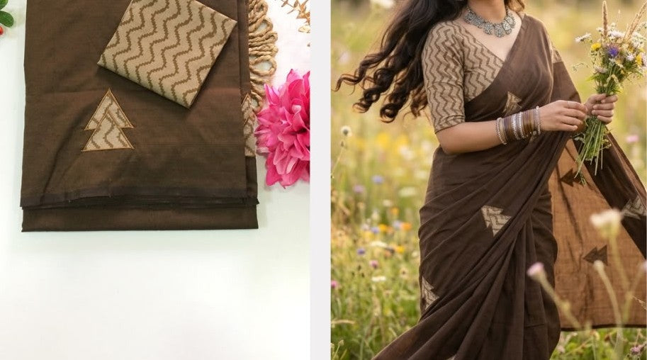 Southcottonix Applique Work Saree