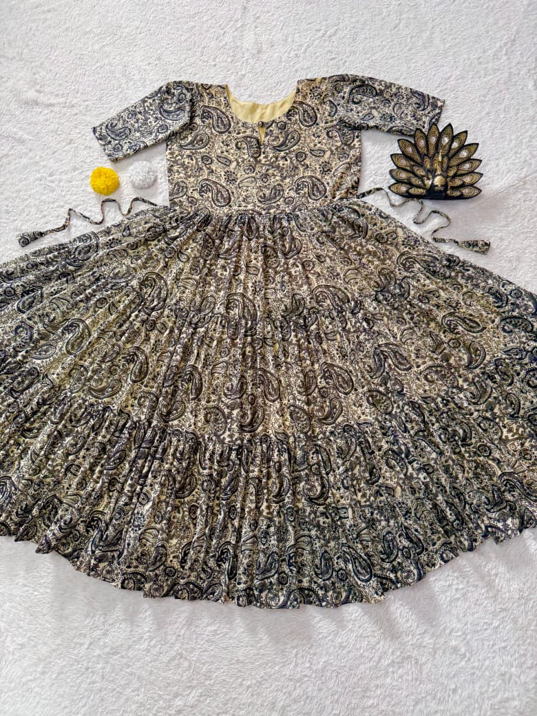 Designer Kalamkari Printed Midi Dress
