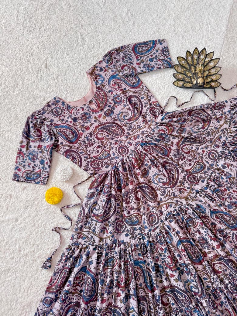 Designer Kalamkari Printed Midi Dress