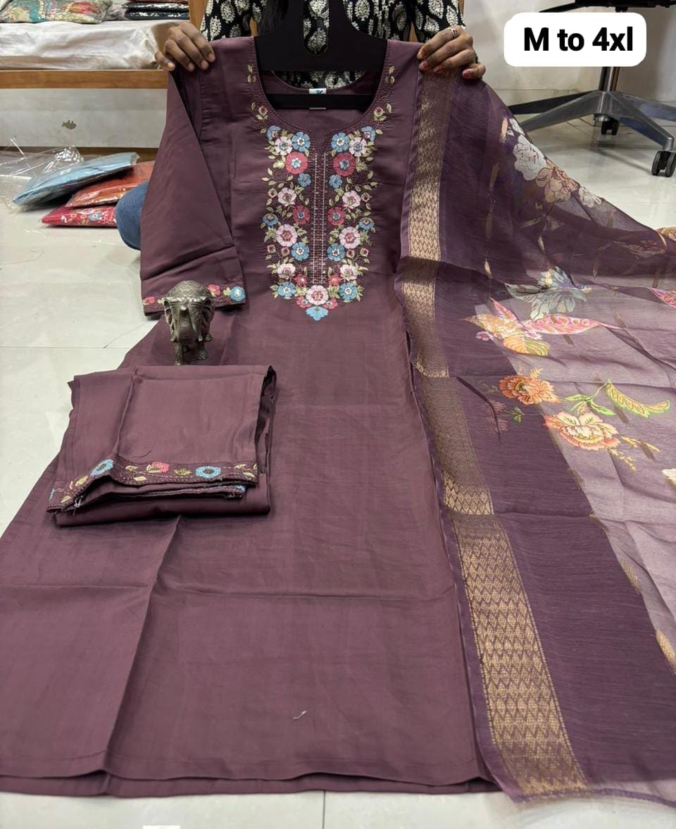 Heavy Soft Maslin Kurti Set