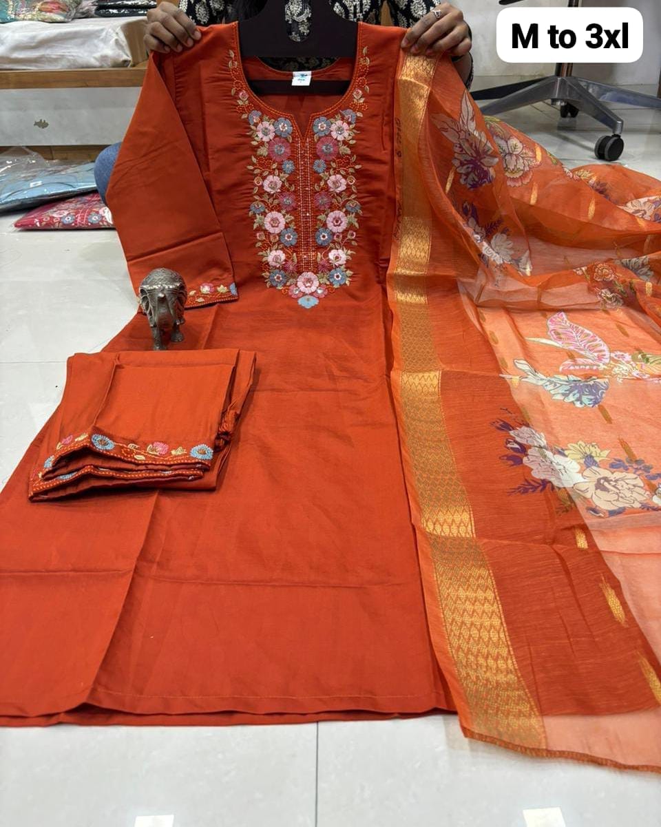 Heavy Soft Maslin Kurti Set