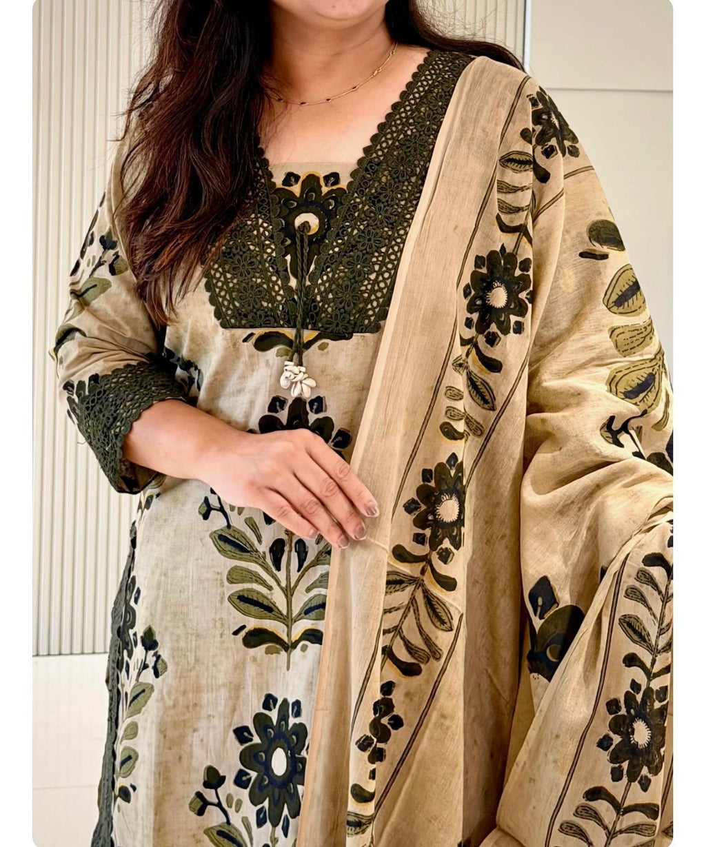 A-Line Kurti with Pant and Dupatta Set