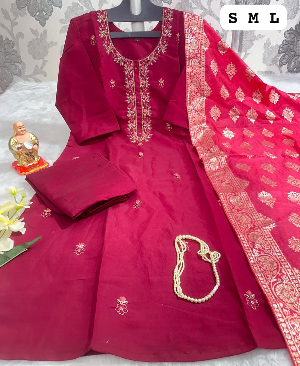 Hand Work Kurti, Pant & Dupatta Set