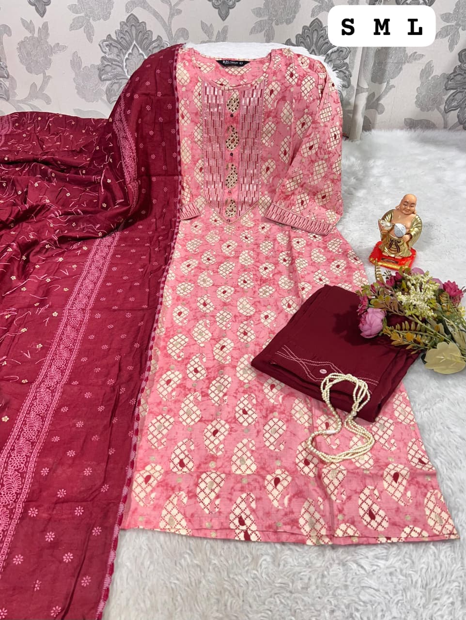 Hand Work Kurti, Pant & Dupatta Set