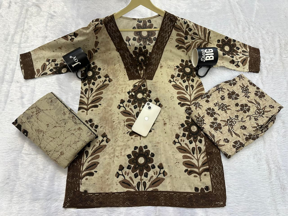 A-Line Kurti with Pant and Dupatta Set