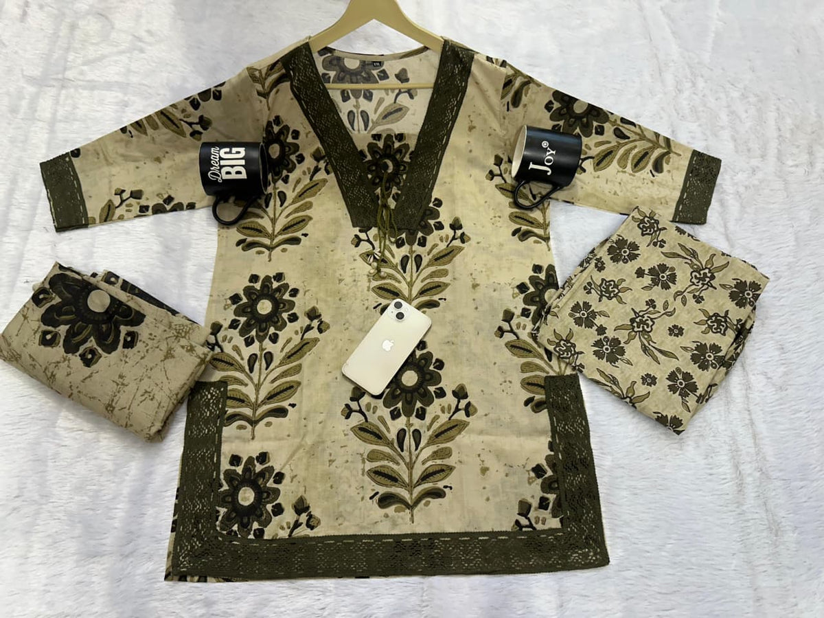 A-Line Kurti with Pant and Dupatta Set