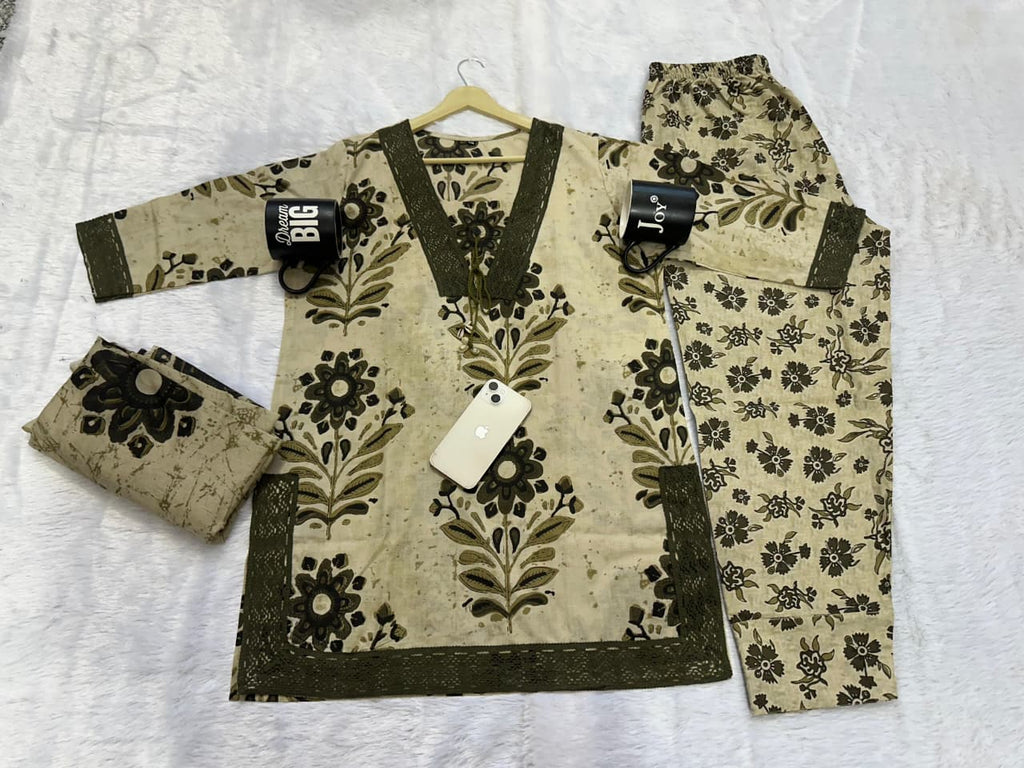 A-Line Kurti with Pant and Dupatta Set