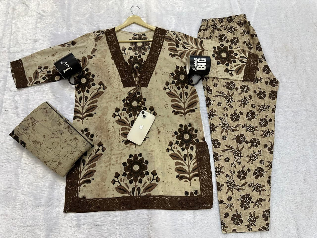 A-Line Kurti with Pant and Dupatta Set