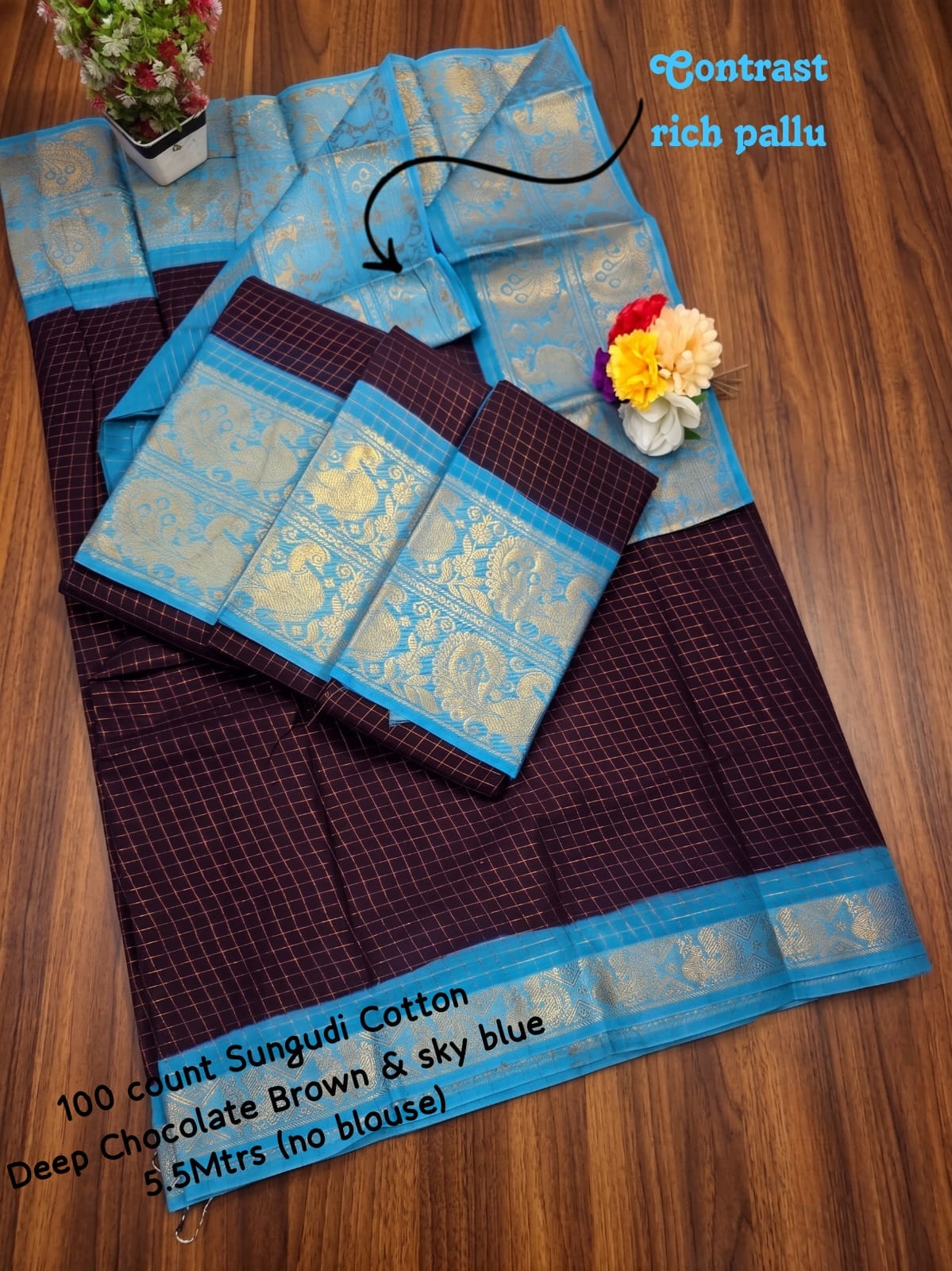 Checked Sungudi Pure Soft Cotton Saree