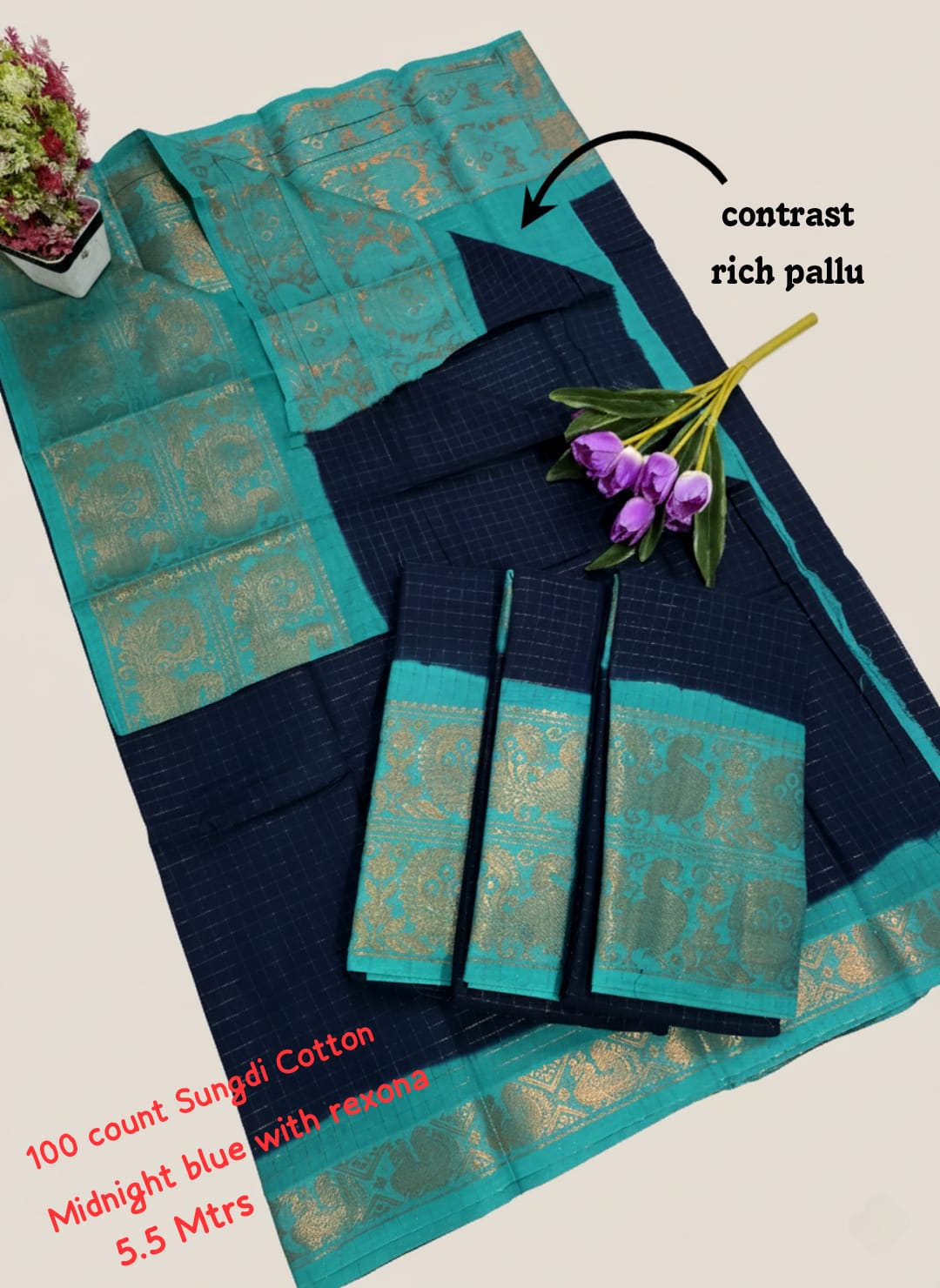 Checked Sungudi Pure Soft Cotton Saree