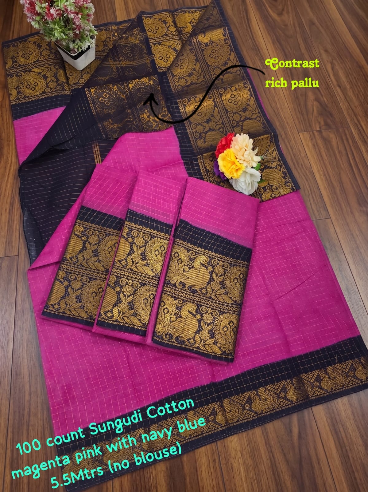 Checked Sungudi Pure Soft Cotton Saree