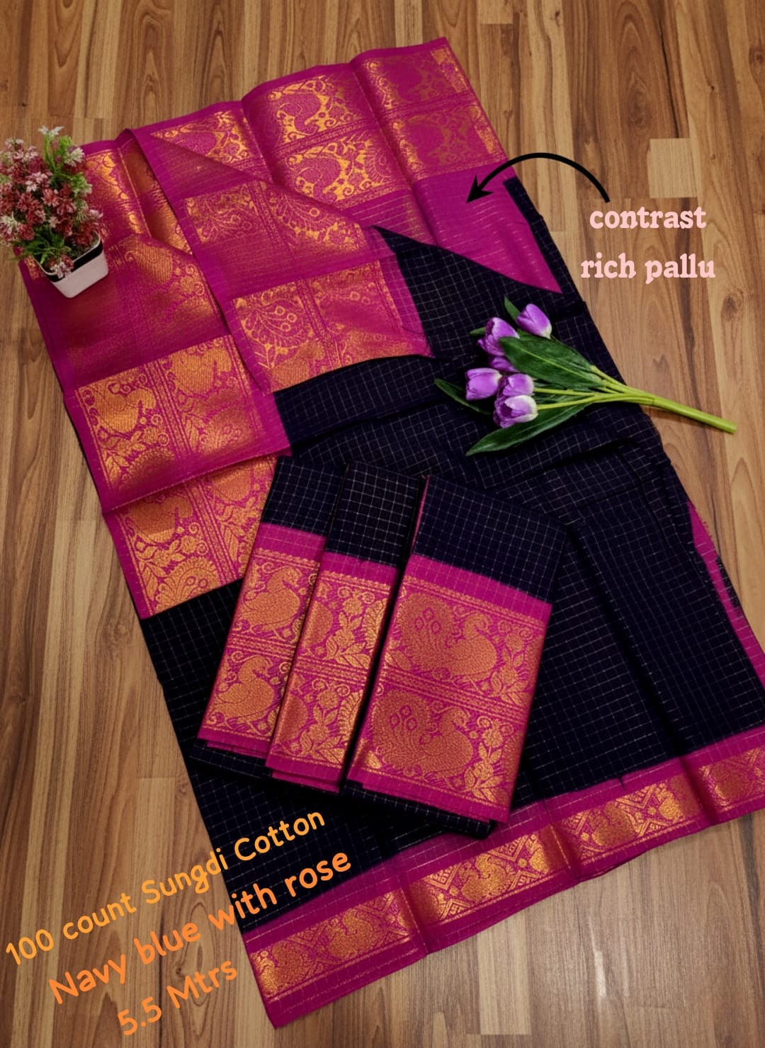 Checked Sungudi Pure Soft Cotton Saree