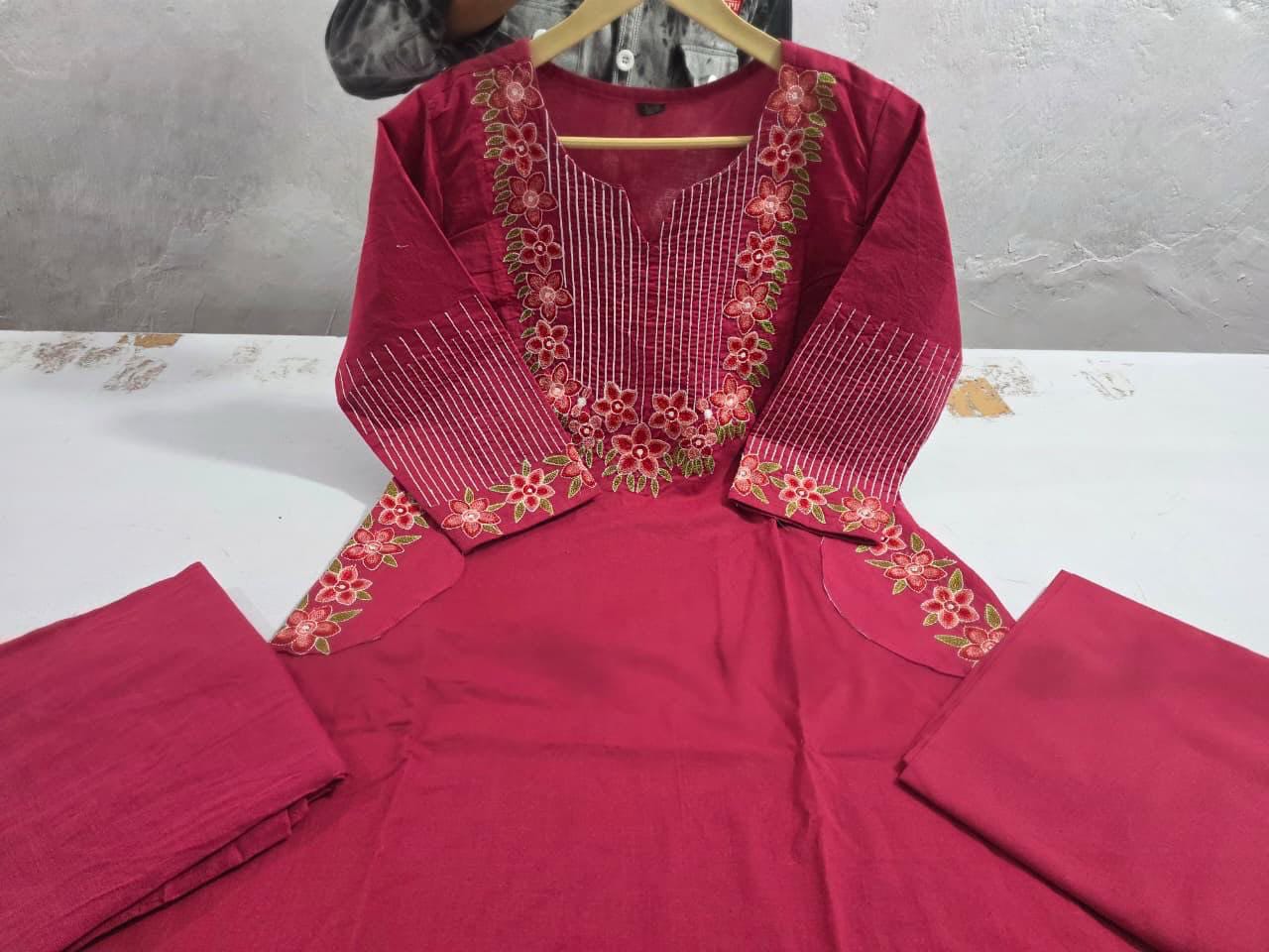 Cotton Kurti, Pant & Dupatta Set