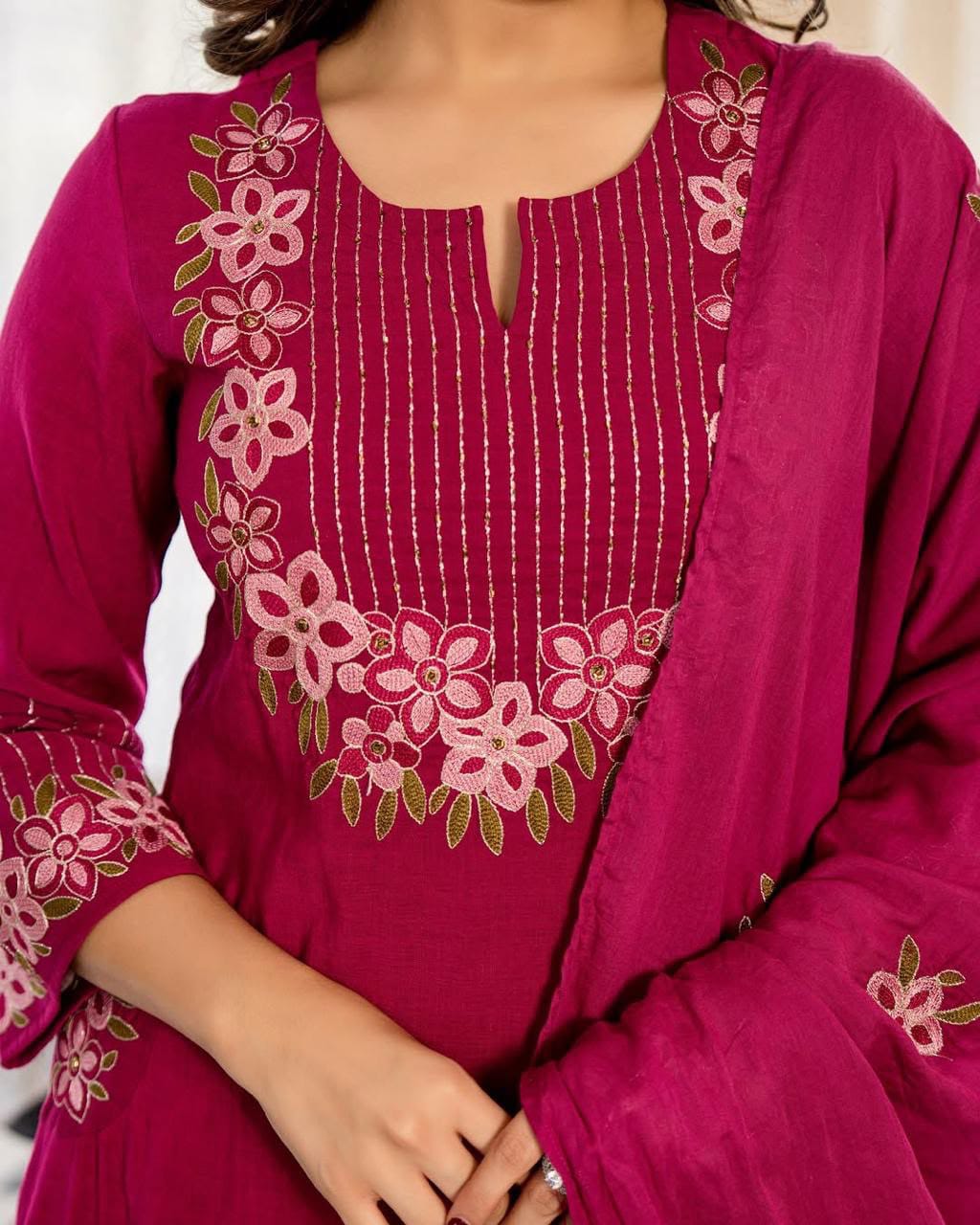Cotton Kurti, Pant & Dupatta Set