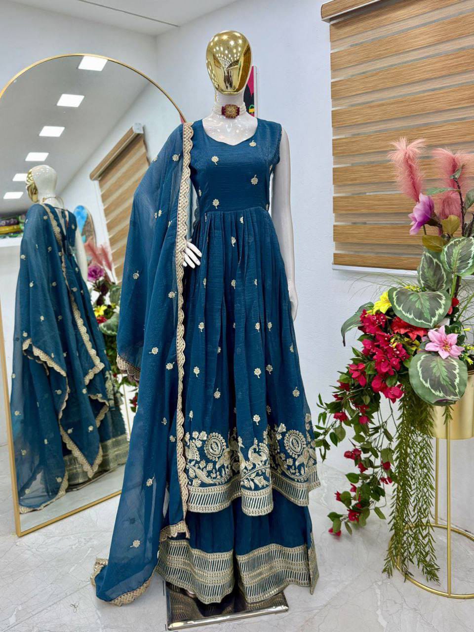 Designer Top, Sharara & Dupatta Set