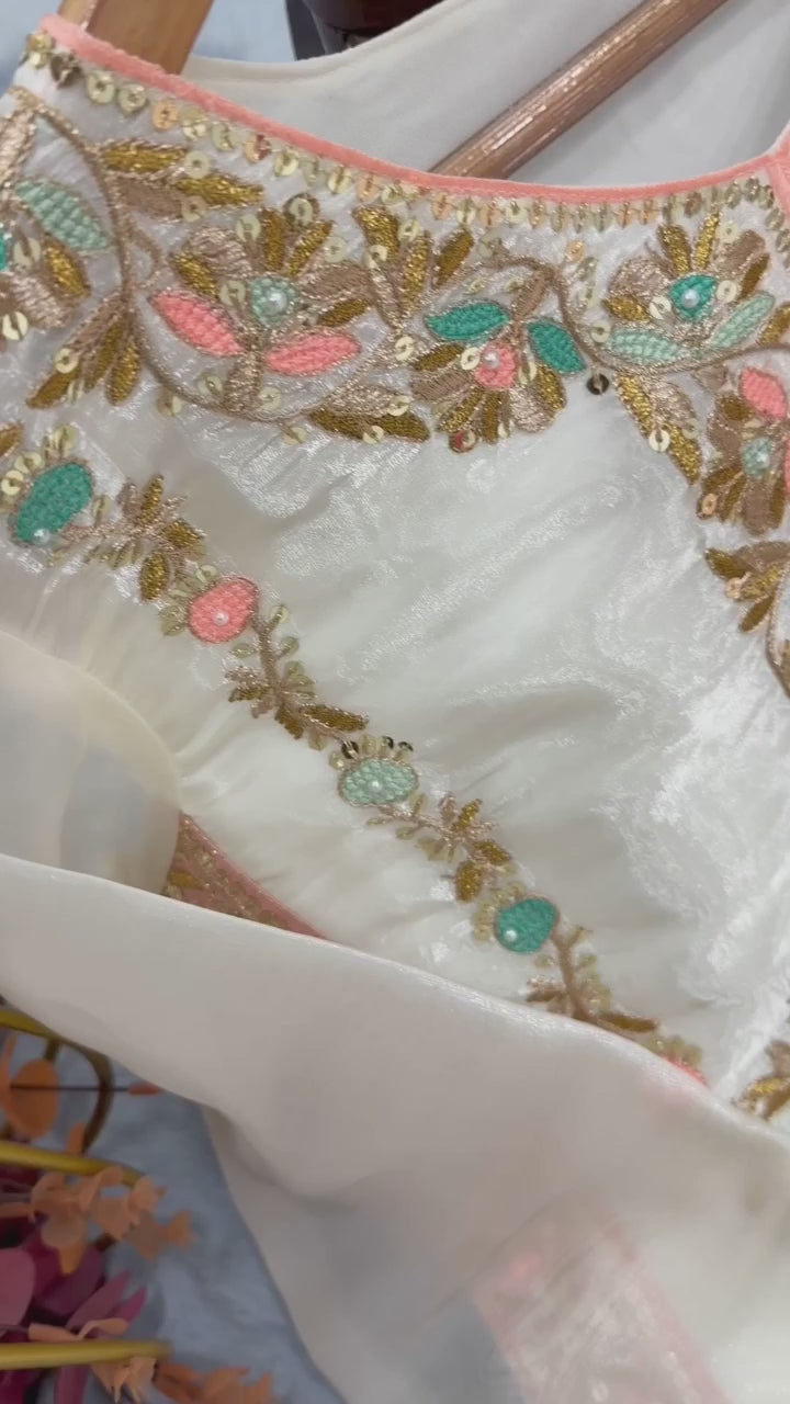 Designer Party Wear Top, Palazzo & Dupatta Set