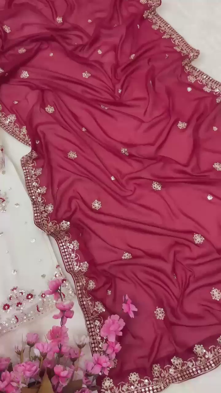 Georgette Kurti & Palazzo Dupatta Set