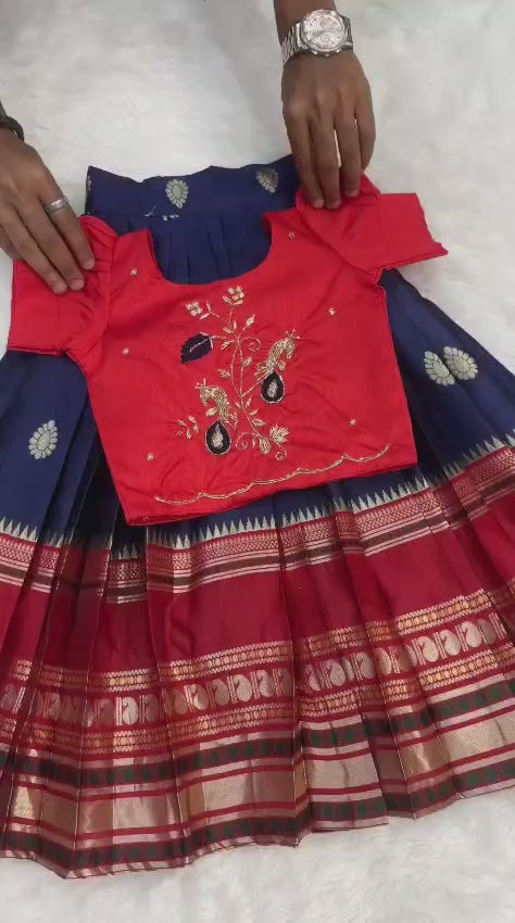 Kids Fully Stitched Pure Silk Lehenga Set
