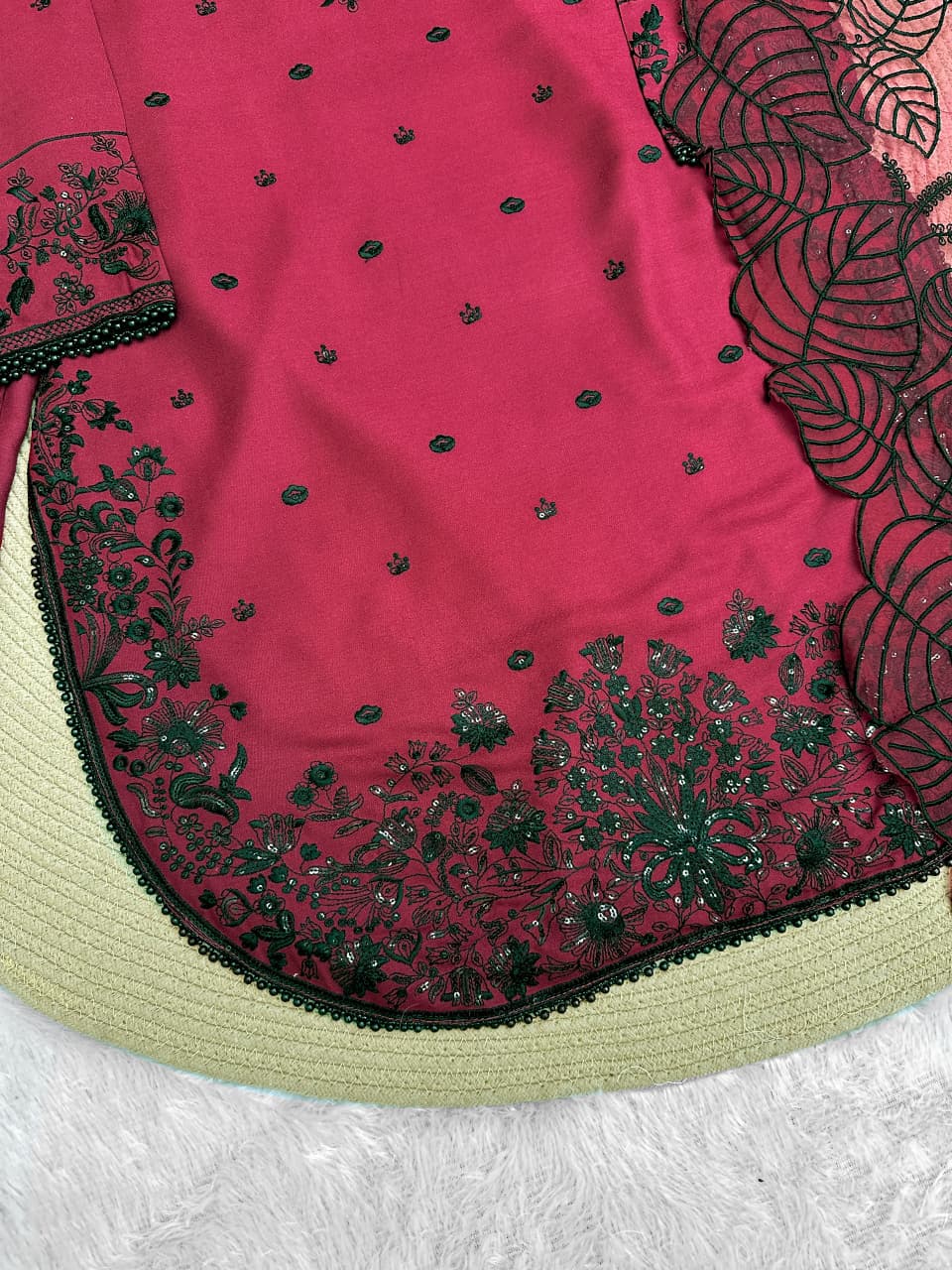Embroidered Kurti, Plazzo & Dupatta Set