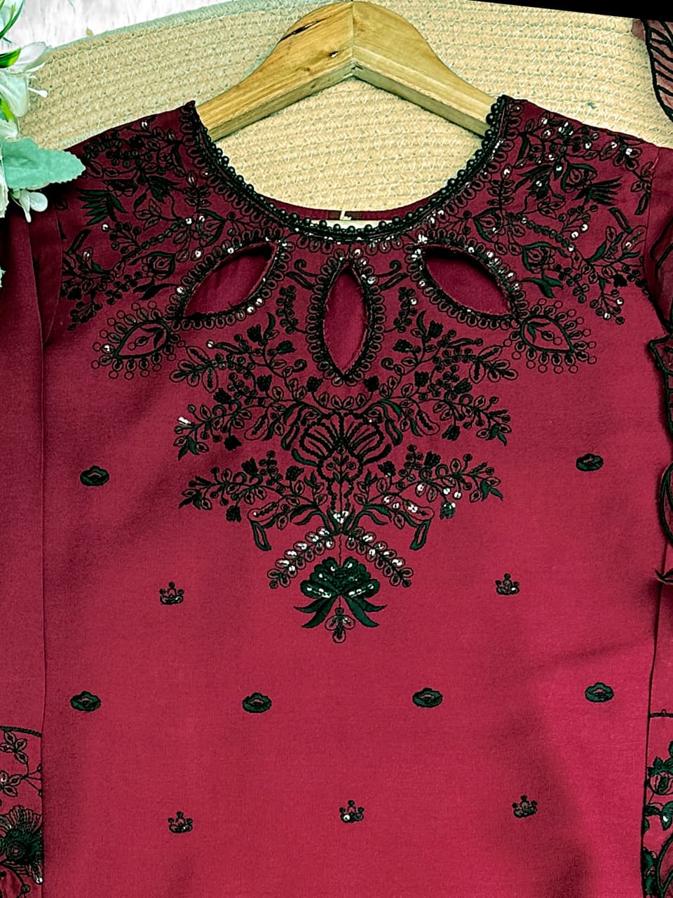 Embroidered Kurti, Plazzo & Dupatta Set