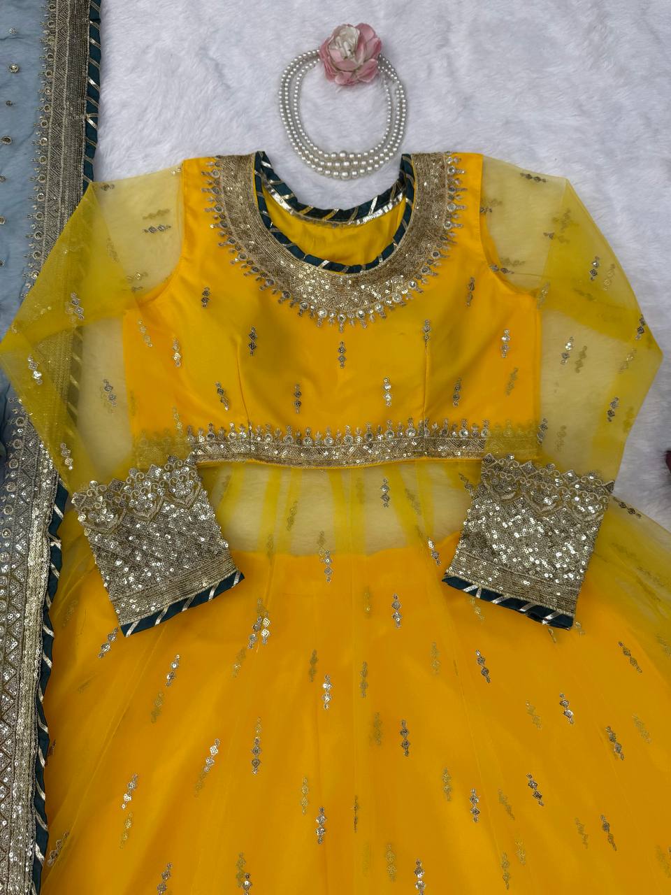Designer Gown, Lehenga & Dupatta Set
